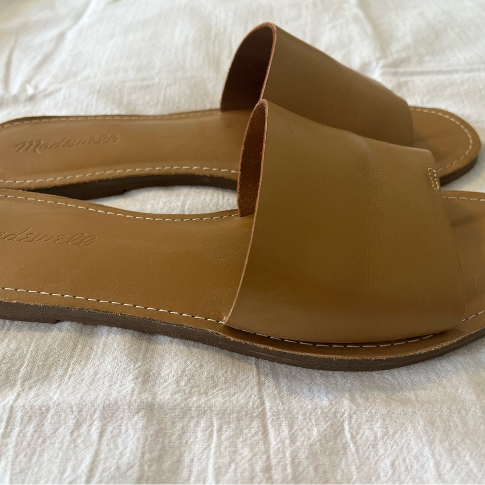 Madewell Tan Leather Slide Sandals - Picture 4 of 6